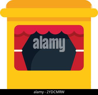 Einfache Vektor-Illustration eines Marionettentheaters mit roten Vorhängen geschlossen, isoliert auf einem weißen Hintergrund Stock Vektor