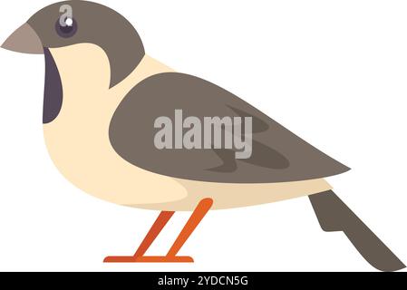 Einfache Illustration eines kleinen braunen und beigefarbenen Vogels im Profil Stock Vektor