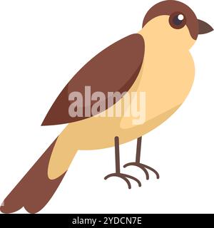 Einfache Zeichentrickdarstellung eines kleinen braunen und beigen Vogels, der im Profil steht Stock Vektor