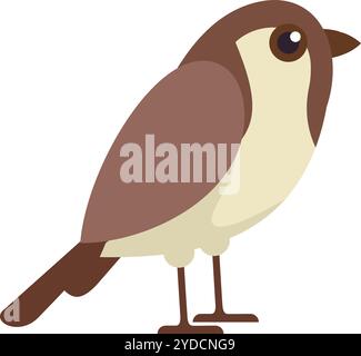 Einfache Illustration eines gewöhnlichen braunen und beigefarbenen Vogels im Profil Stock Vektor