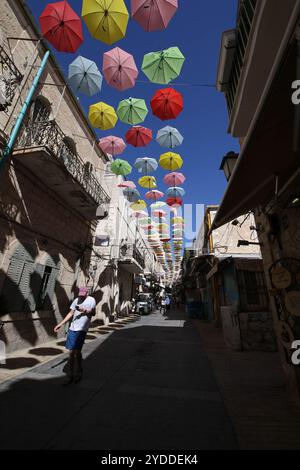 Yoel Moshe Solomon Street in Jerusalem, Israel, am 20. Oktober 2024. Foto: Raquel G. Frohlich. Stockfoto