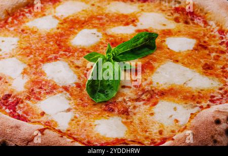 Neapolitanische Pizza auf einer Sahnesauce Stockfoto