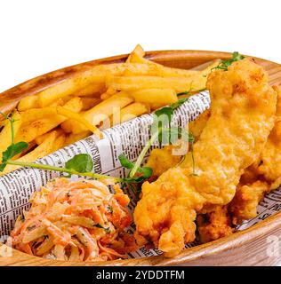 Frittierte Garnelen mit Honig und Pommes frites Stockfoto