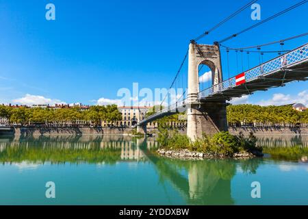 Alte Passerelle du College-Brücke über die Rhone in Lyon, Frankreich Stockfoto