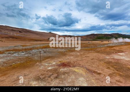 Steinwüste im geothermischen Gebiet Hverir, Island Stockfoto