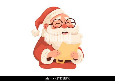 weihnachtsmann mit Brief im Cartoon-Stil, Weihnachten. Gemütlicher Vektor Stock Vektor