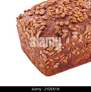 Roggenbrot mit Sonnenblumenkernen auf einem Weißen Stockfoto