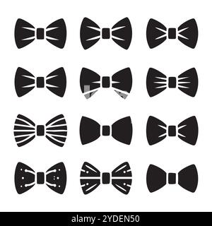 Set mit Schleife Silhouette auf weißem Hintergrund Stock Vektor