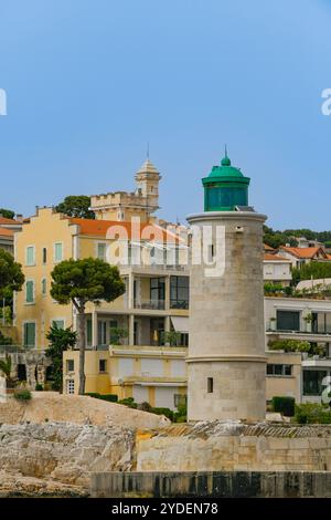 Leuchtturm des Fischerdorfes Cassis in der Nähe von Marseille, Provence, Südfrankreich, Europa, Mittelmeer Stockfoto