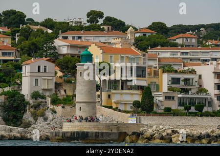 Leuchtturm des Fischerdorfes Cassis in der Nähe von Marseille, Provence, Südfrankreich, Europa, Mittelmeer Stockfoto