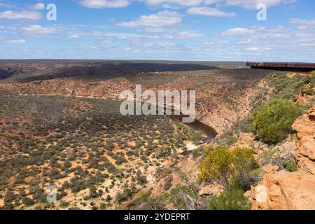 Kalbarri National Park, Western Australia. Schluchten, Fluss, Naturfenster, Skywalk Stockfoto