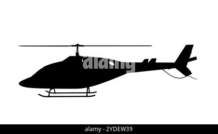 Schwarze Silhouette des Hubschraubers. Isolierte Illustration des Copter-Symbols auf weißem Hintergrund Stock Vektor