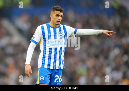 Brighton und Hove Albions Yasin Ayari während des Premier League Spiels im American Express Stadium, Brighton und Hove. Bilddatum: Samstag, 26. Oktober 2024. Stockfoto