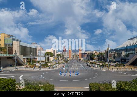 Venetian Towers, zwei Doppeltürme in Barcelona, Katalonien, Spanien Stockfoto