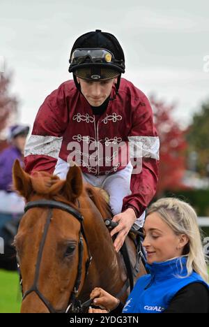 Newbury, Großbritannien, 26.10.2024, Make You Smile Ridden by Harry Davies gewinnt die BetVictor St Simon Stakes 15,45 auf der Newbury Racecourse, Newbury Picture von Paul Blake/Alamy Sports News Stockfoto