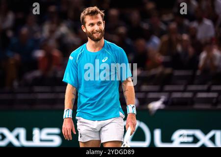 Corentin MOUTET (FRA) während des Qualifying des Rolex Paris Masters 2024, ATP Masters 1000 Tennisturniers am 26. Oktober 2024 in der Accor Arena in Paris, Frankreich - Foto Alexandre Martins/DPPI Credit: DPPI Media/Alamy Live News Stockfoto