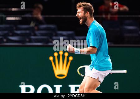 Corentin MOUTET (FRA) während des Qualifying des Rolex Paris Masters 2024, ATP Masters 1000 Tennisturniers am 26. Oktober 2024 in der Accor Arena in Paris, Frankreich - Foto Alexandre Martins/DPPI Credit: DPPI Media/Alamy Live News Stockfoto