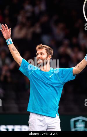 Corentin MOUTET (FRA) während des Qualifying der Rolex Paris Masters 2024, ATP Masters 1000 Tennisturnier am 26. Oktober 2024 in der Accor Arena in Paris, Frankreich Stockfoto