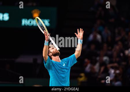 Corentin MOUTET (FRA) während des Qualifying der Rolex Paris Masters 2024, ATP Masters 1000 Tennisturnier am 26. Oktober 2024 in der Accor Arena in Paris, Frankreich Stockfoto