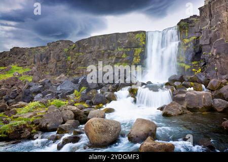 Öxarárfoss Wasserfall im Nationalpark Þingvellir, Island Stockfoto