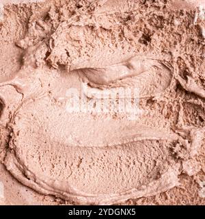 Schokoladeneis-Textur, quadratischer Hintergrund. Schokoladenbraunes Eis aus der Nähe. Stockfoto