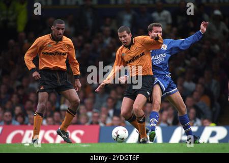 Leicester City gegen Wolverhampton Wanderers in der Filbert Street 1-0 2/9/95 Darren Ferguson und Dean Richards Stockfoto