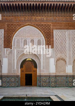 Ben Youssef Madrasa Courtyard, Marrakesch Stockfoto