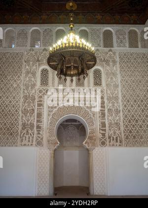 Ben Youssef Madrassa Mihrab aus dem Gebetssaal Stockfoto