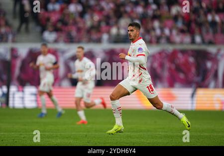 Leipzig, Deutschland. 26. Oktober 2024. André Silva aus Leipzig schaut während des 1. Bundesliga-Spiel 8 Spiel zwischen RB Leipzig und Freiburg in der Red Bull Arena, Leipzig. Quelle: Ulrik Pedersen/Alamy Stockfoto