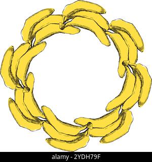 Bananenfrucht-Etikettendesign, Vektorkreis runder Rahmen-Design für die Verpackung Standup-Beutel editierbar drucken bereit Vektor-Vorlage-Datei Illustration Download Stock Vektor