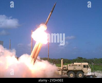 THAAD-Abfangrakete - Terminal High Altitude Area Defense. Foto: US-Armee Stockfoto