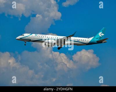 Frankfurt, Hessen, Deutschland - 13. August 2024: Air Dolomiti Embraer E195LR I-ADJP vom Flughafen Frankfurt Stockfoto