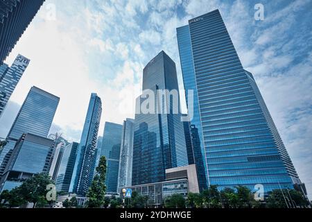 Singapur - 13. August 2024: Wolkenkratzer im Marina Bay Financial Centre Stockfoto