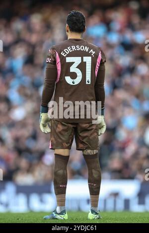 Manchester, Großbritannien. Oktober 2024. Ederson von Manchester City während des Premier League-Spiels Manchester City gegen Southampton im Etihad Stadium, Manchester, Vereinigtes Königreich, 26. Oktober 2024 (Foto: Mark Cosgrove/News Images) in Manchester, Vereinigtes Königreich am 26. Oktober 2024. (Foto: Mark Cosgrove/News Images/SIPA USA) Credit: SIPA USA/Alamy Live News Stockfoto