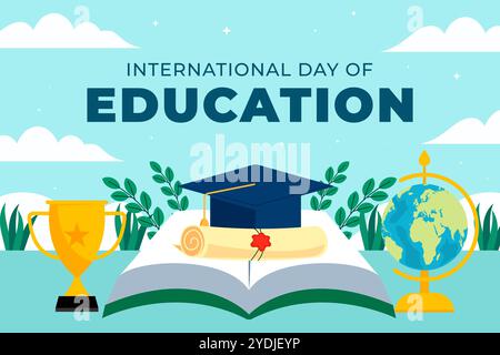 Internationaler Tag der Bildung Hintergrund Illustration Stock Vektor