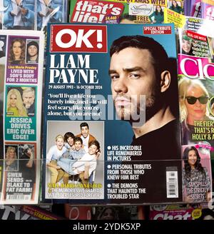 Liam Payne - britische Sängerin und ehemaliges Mitglied von One Direction auf dem Cover der Sonderausgabe von OK! Magazin zum Gedenken an seinen vorzeitigen Tod. Stockfoto