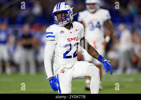 26. Oktober 2024: SMU Mustangs Safety Cale Sanders Jr. (22) feiert einen Defensivstopp während des NCAA-Fußballspiels zwischen den SMU Mustangs und dem Stockfoto