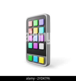 3D-Smartphone mit isolierten UI-Symbolen Stock Vektor