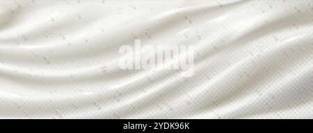 Luftblasen auf transparentem weißem Hintergrund mit welliger Oberfläche. Vektorrealistische Illustration von cremiger kosmetischer Substanz mit Öltropfen, Hautschönheit Stock Vektor