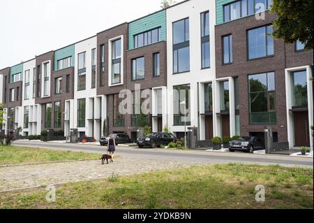 10.06.2019, Berlin, Deutschland, Europa, neue und exklusive Eigentumswohnungen in Form von Reihenhäusern im Stadtteil Mitte, Europa Stockfoto