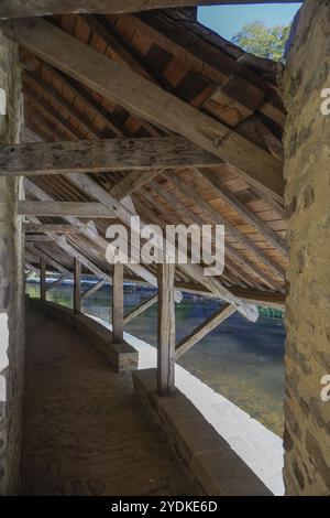 Ehemaliges Waschhaus Lavoirs de la Garenne am Fluss Le Marle, Altstadt von Vannes, Breton Gwened, Departement Morbihan, Region Bretagne Breizh, Frankreich Stockfoto