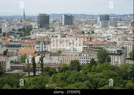 16.06.2019, Wien, Österreich, Europa, Blick vom Wiener Prater Riesenferrißrad über Leopoldstadt und das Stadtzentrum, Europa Stockfoto