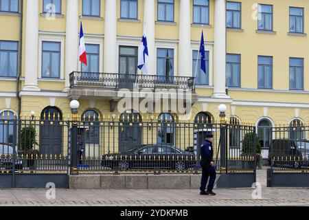 Helsinki, Finnland. 30. August 2018. Blick auf den Präsidentenpalast in Helsinki, Finnland während des Besuchs des französischen Präsidenten Emmanuel Macron Stockfoto