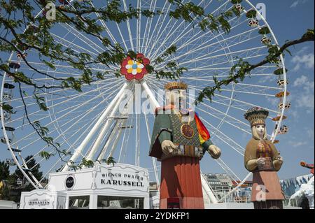 16.06.2019, Wien, Österreich, Europa, Blick auf ein Riesenrad des Wiener Praters auf dem Wurstelprater, Europa Stockfoto