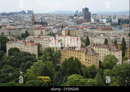 16.06.2019, Wien, Österreich, Europa, Blick vom Wiener Prater Riesenferrißrad auf den Weissgerber Bezirk und das Stadtzentrum, Europa Stockfoto