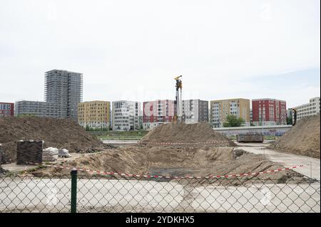 10 Jun 2019, Berlin, Deutschland, Europa, Blick von der Heidestraße auf neue Wohngebäude am Rande der Europacity in Berlin-Moabit, Europa Stockfoto