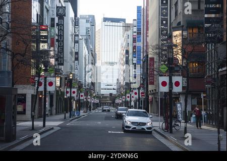 01.01.2018, Tokio, Japan, Asien, Blick auf eine Seitenstraße in der Nähe der Chuo-Dori Avenue im Stadtteil Ginza der japanischen Hauptstadt Asien Stockfoto