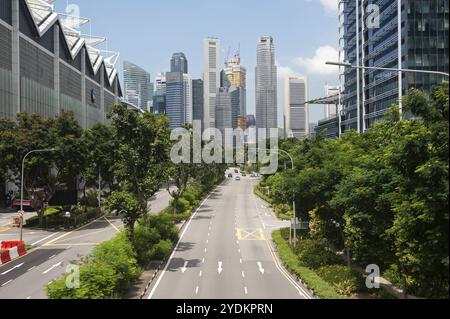 05.05.2020, Singapur, Republik Singapur, Asien, leere Straßen und kaum Verkehr im Stadtzentrum während der Abriegelung durch Corona cris Stockfoto