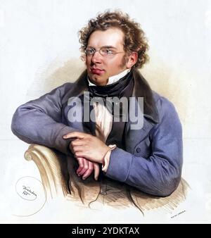 Franz Peter Schubert (geb. 31. Januar 1797 in der Gemeinde Himmelpfortgrund, heute im 9. Bezirk Wiens; Std. 19. November 1828 in Wieden, jetzt 4. Bezirk) war ein österreichischer Komponist, Historisch, digital restaurierte Reproduktion von einer Vorlage aus dem 19. Jahrhundert, Datum nicht angegeben, Stockfoto