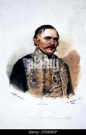 Milos Obrenovic geb. 19. März 1780 in Dobrinja, Bezirk Uzice, als Milos Teodorovic gest. 26. September 1860 in Topcider war Anführer im Zweiten serbis Stockfoto